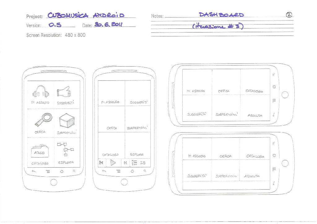 UX/UI design for the Cubomusica Android application