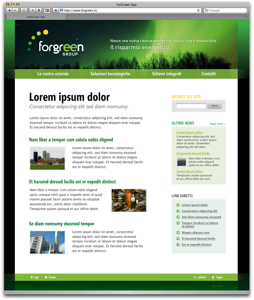 Forgreen website v. 1.0 alternative design